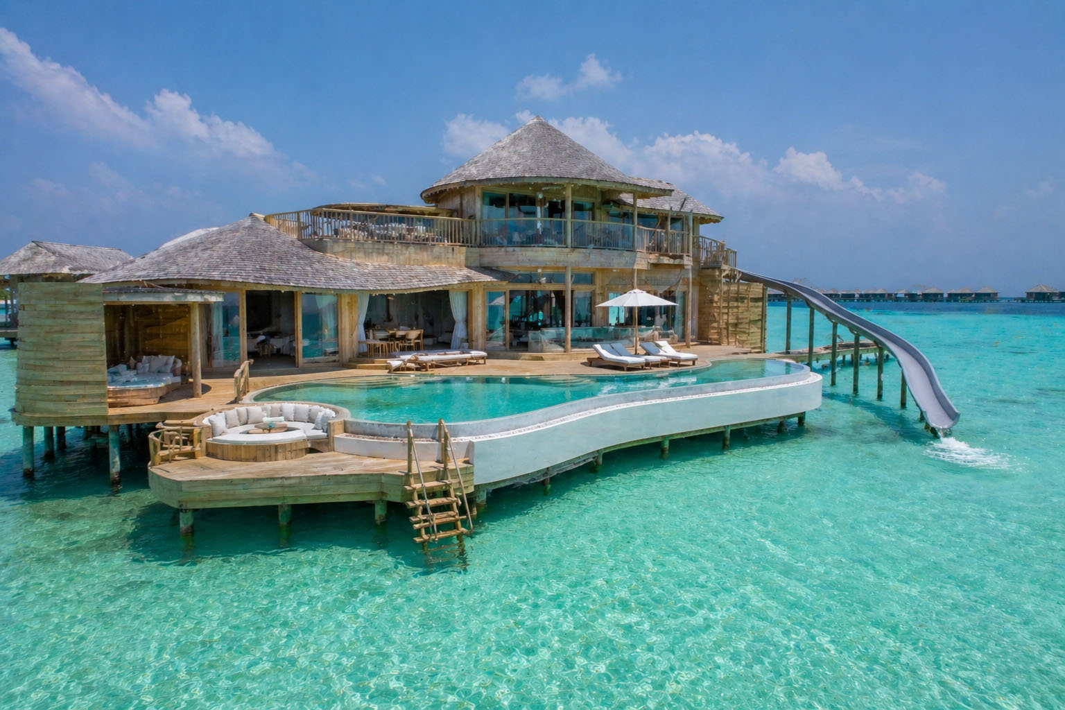 Soneva Jani overwater villa Maldives most luxurious resort with private pool and lagoon access
