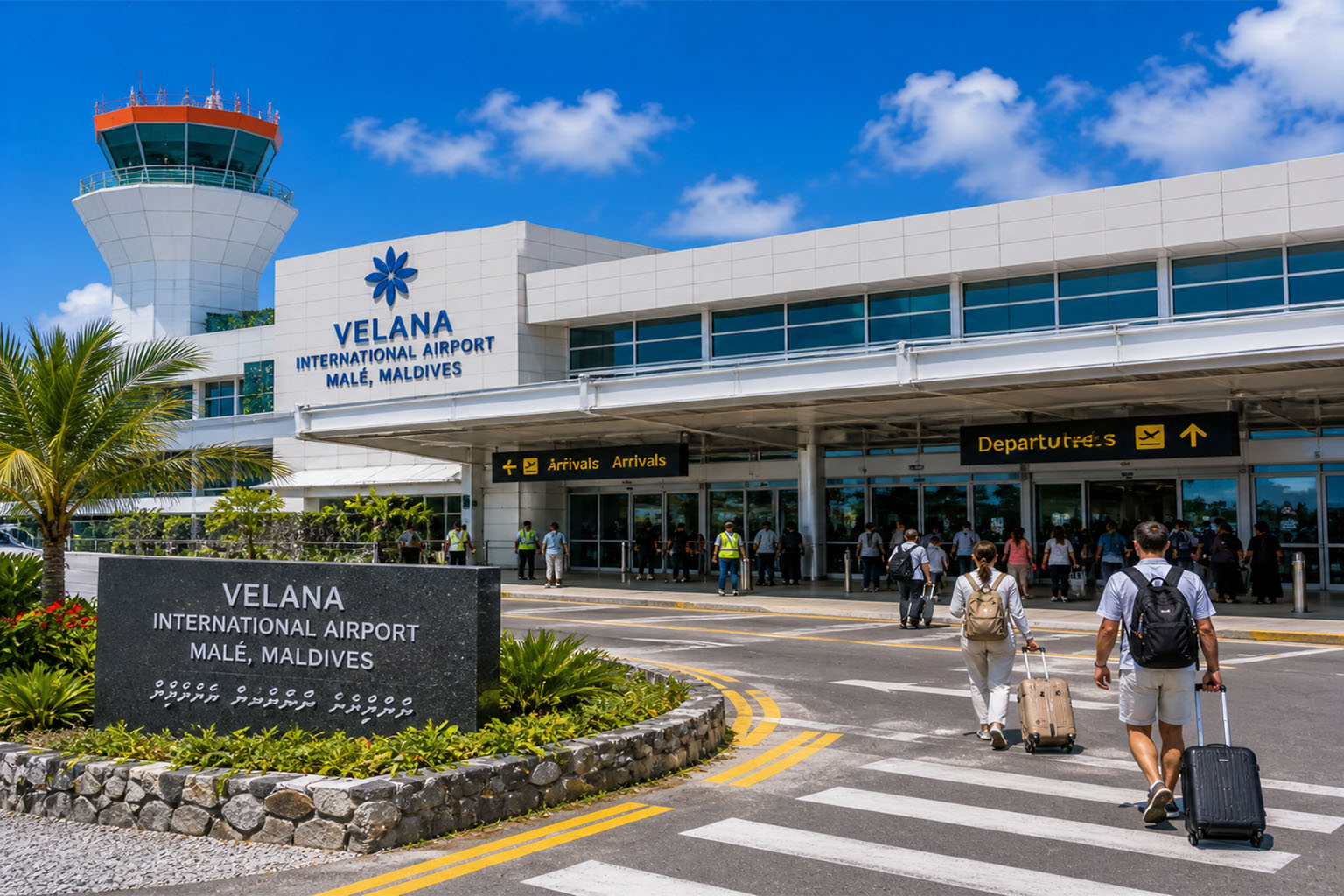 Velana International Airport Male arrival point for Bangalore to Maldives flights with tropical backdrop