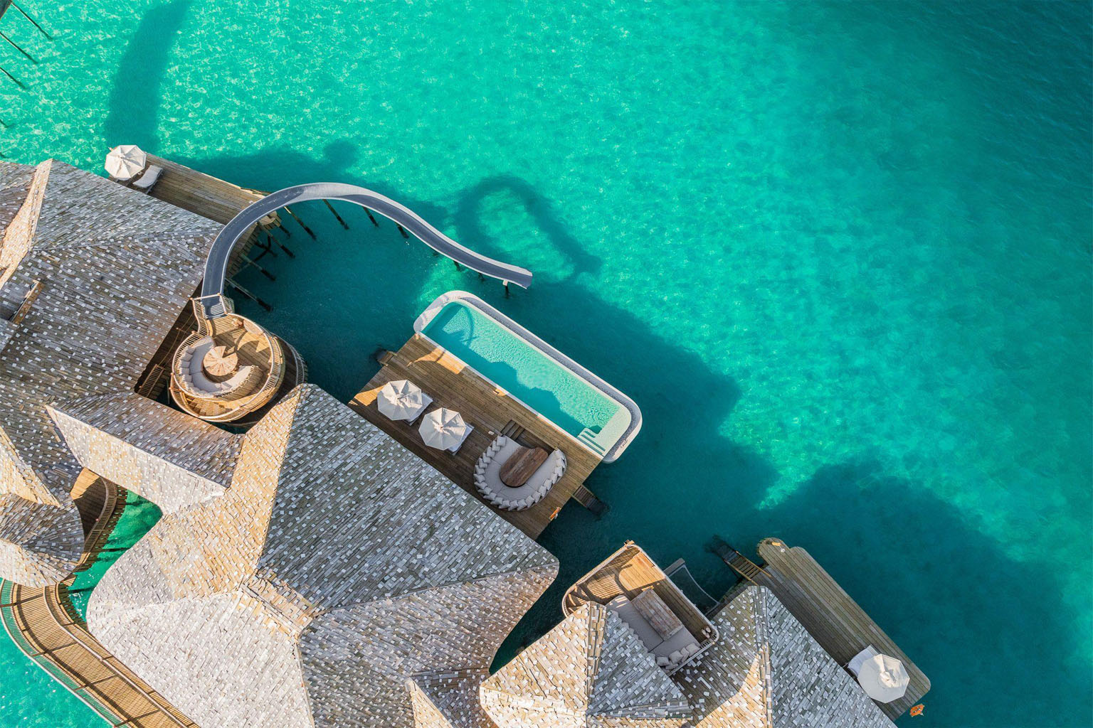most expensive hotel in maldives overwater villa aerial view